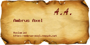Ambrus Axel névjegykártya